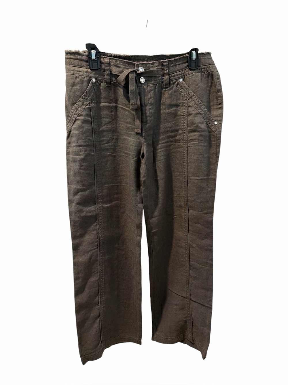 INC Dark Olive Green Wide Leg Linen Pants size 10P